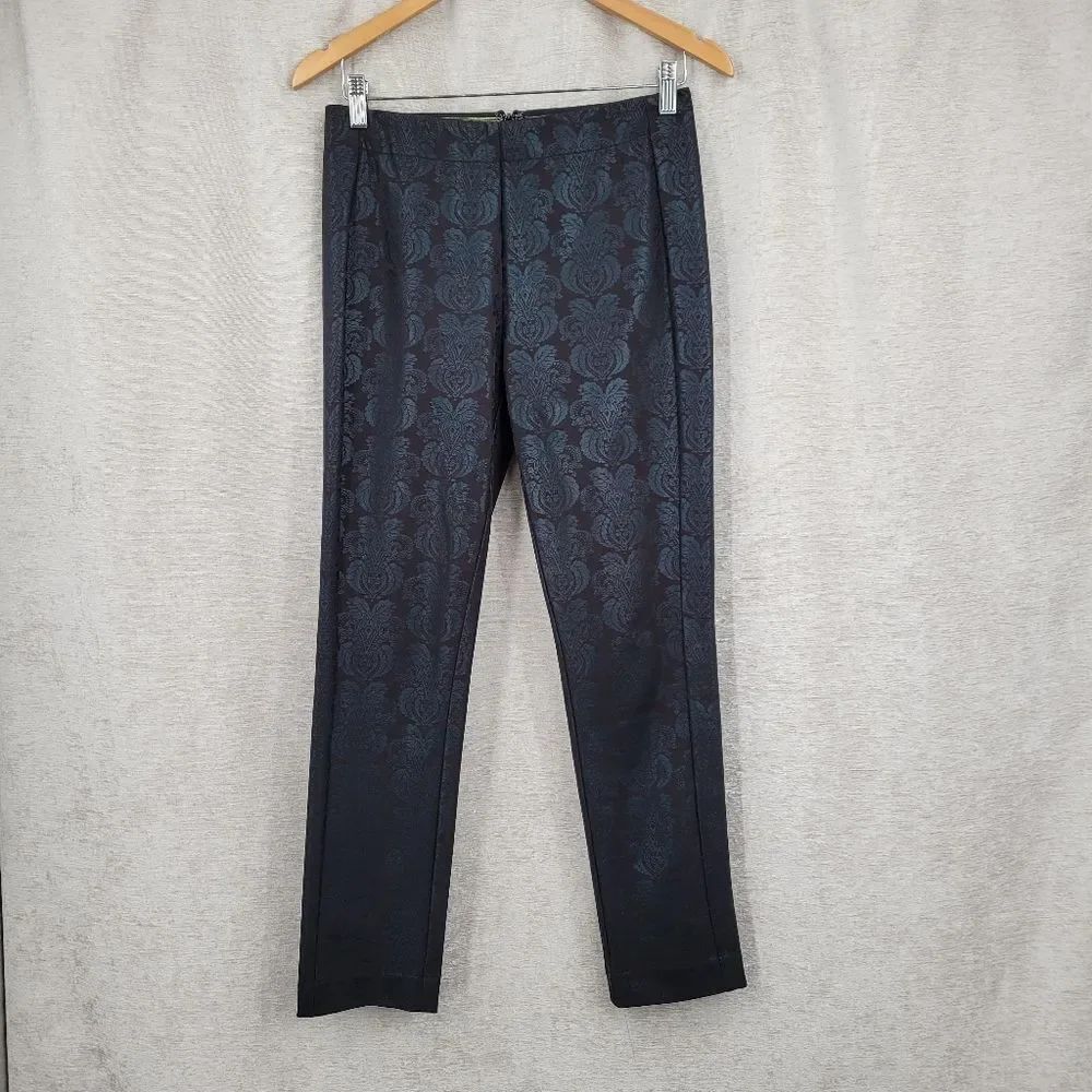 Anthropologie Essential Skinny Black Patterned Jacquard Brocade Pants